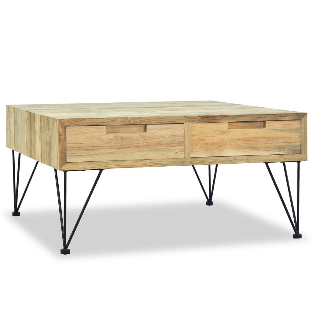 Soffbord 80X80X40 Cm Massivt Teakträ