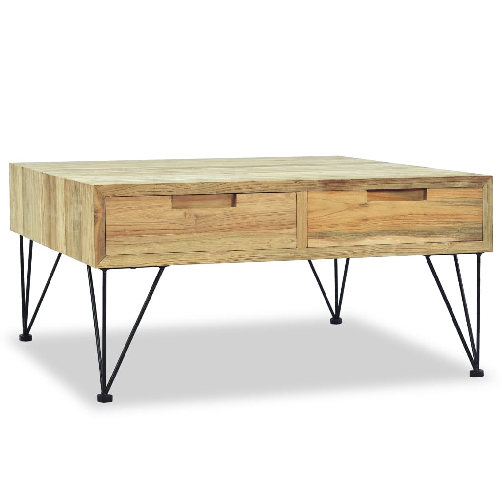 Soffbord 80X80X40 Cm Massivt Teakträ