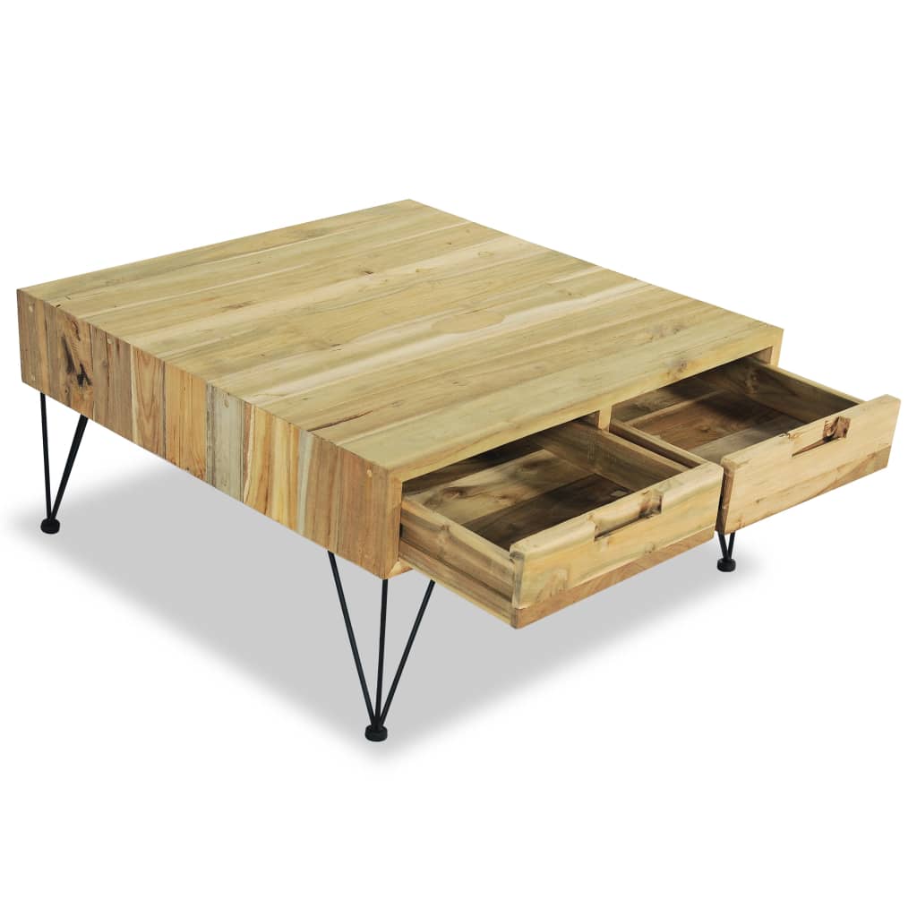Soffbord 80X80X40 Cm Massivt Teakträ