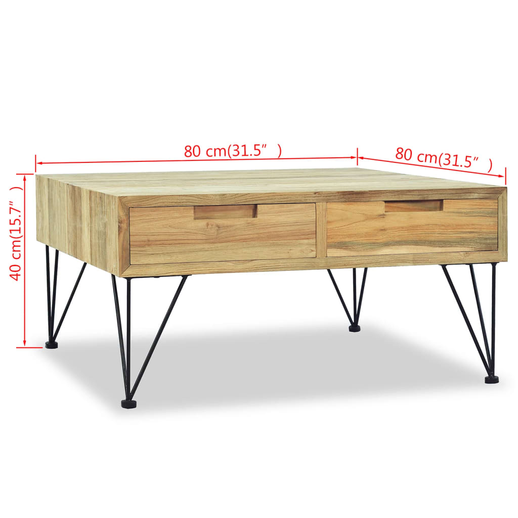Soffbord 80X80X40 Cm Massivt Teakträ