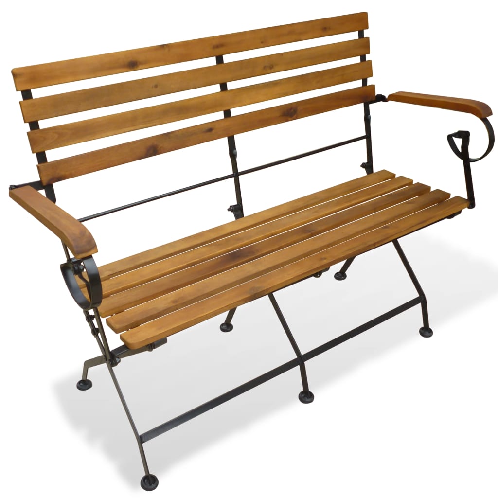 Hopfällbar Trädgårdsbänk 112 Cm Massivt Akaciaträ