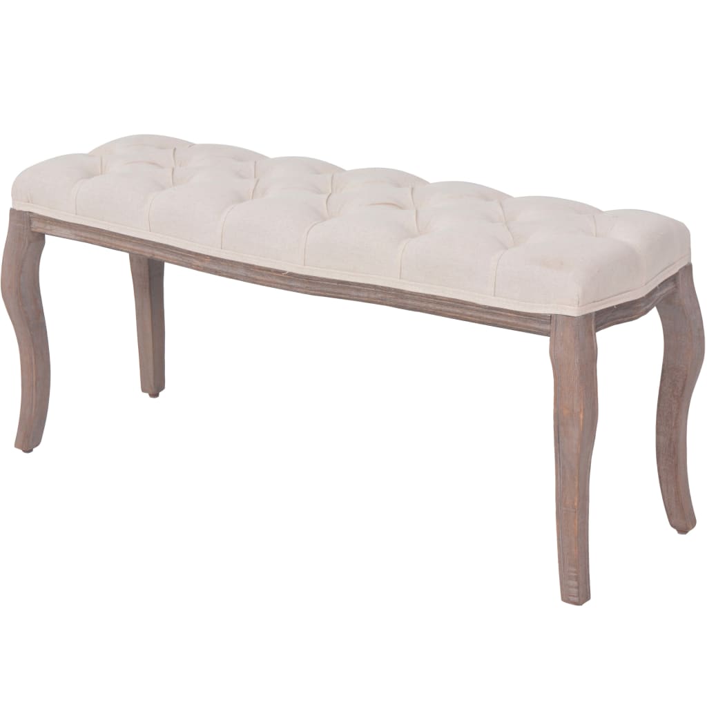 Bänk Massivt Trä Och Linnetyg 110X38X48 Cm