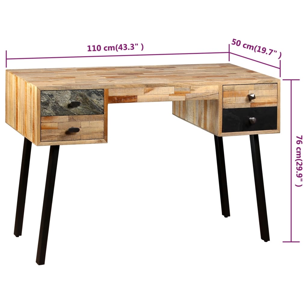 Skrivbord Massivt Återvunnet Teakträ 110X50X76 Cm