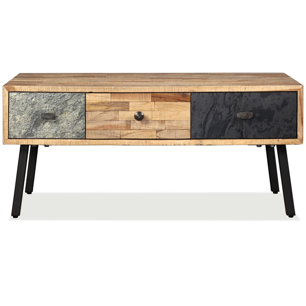Soffbord Massivt Återvunnet Teakträ 90X65X40 Cm