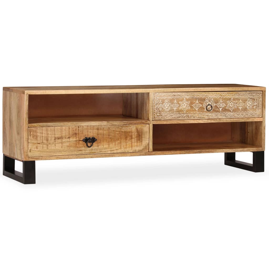 Tv-Bänk Massivt Mangoträ 120X30X40 Cm