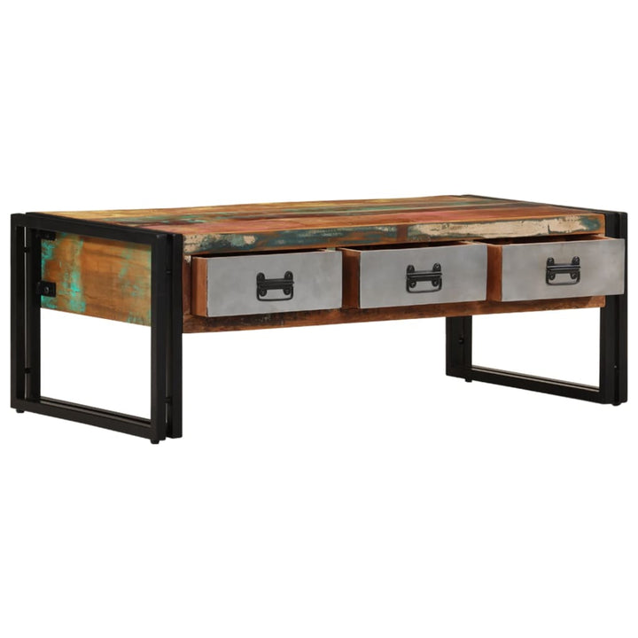 Soffbord Med 3 Lådor Massivt Återvunnet Trä 100X50X35 Cm