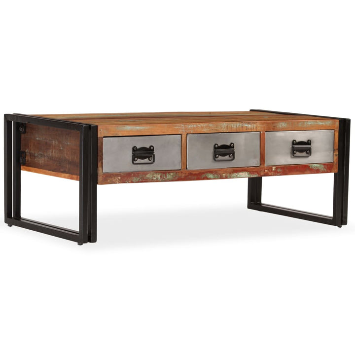 Soffbord Med 3 Lådor Massivt Återvunnet Trä 100X50X35 Cm
