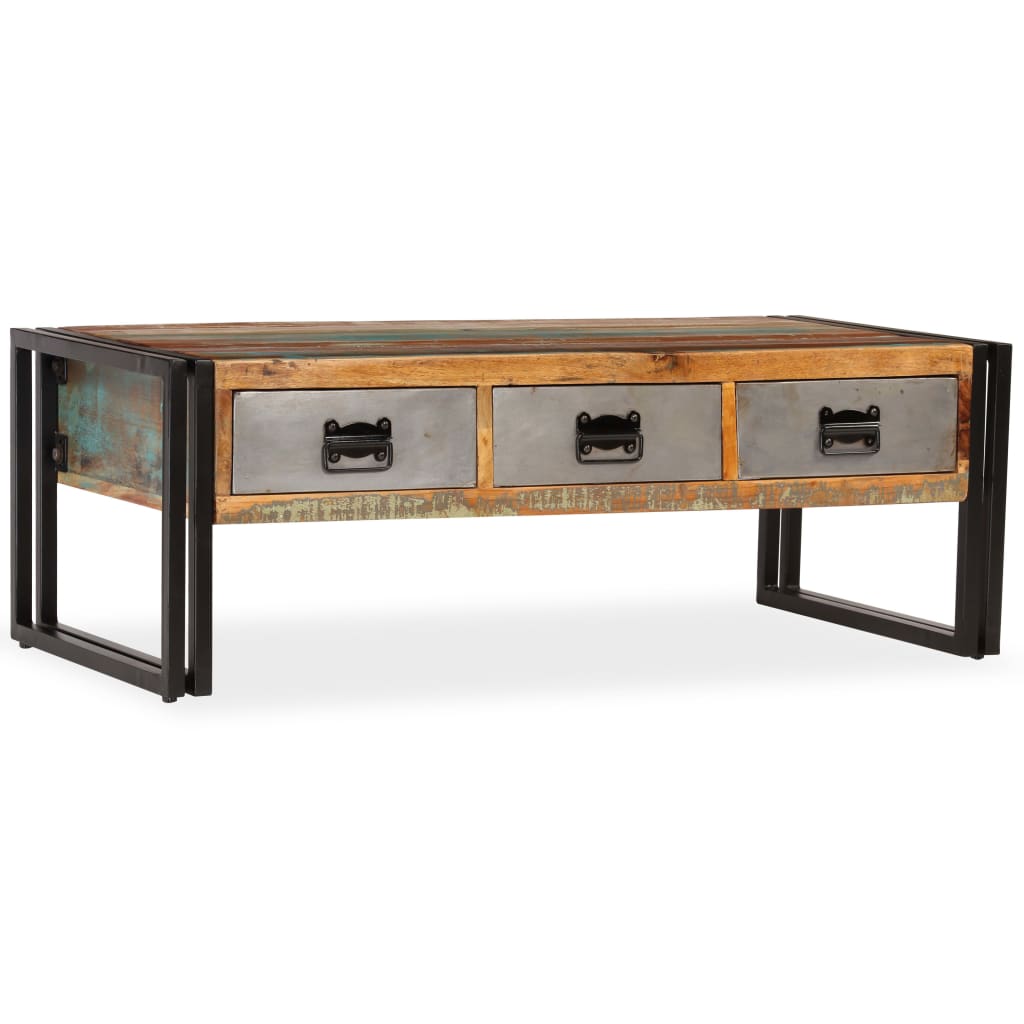 Soffbord Med 3 Lådor Massivt Återvunnet Trä 100X50X35 Cm