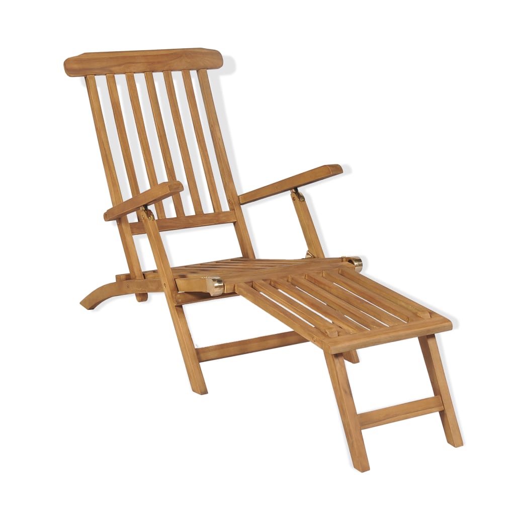 Däckstolar Med Fotstöd 2 St Massiv Teak