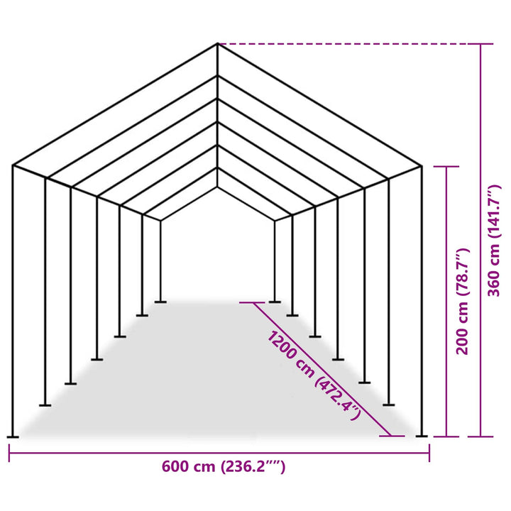 Tälttyg Utan Ram Grå 12 X 6 M Pe