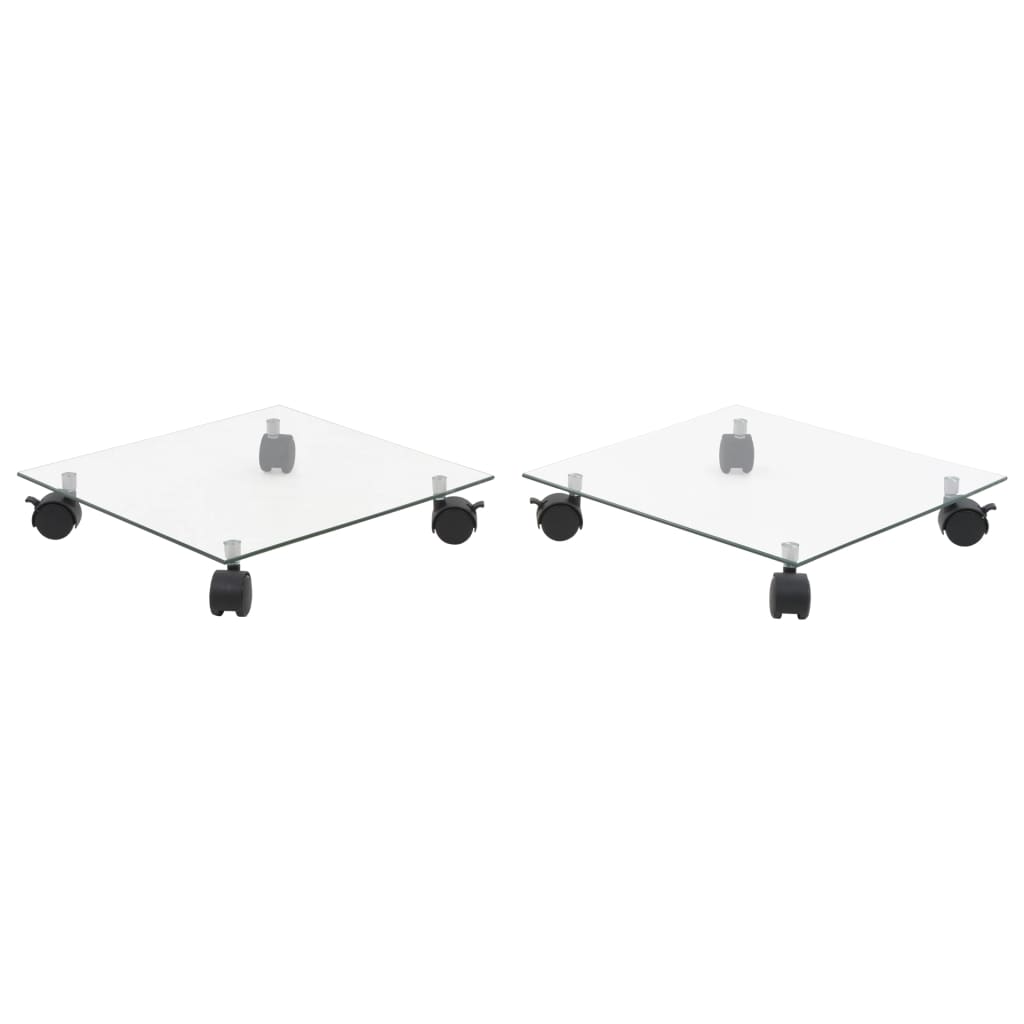 Växtställ På Hjul 2 St Härdat Glas 35X35 Cm Kvadratisk