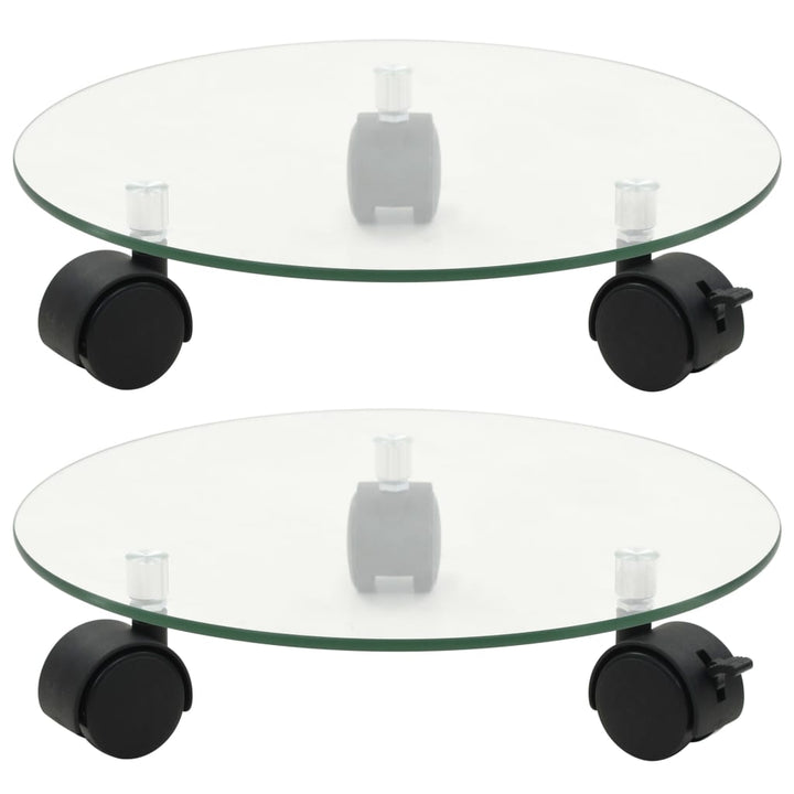 Växtställ På Hjul 2 St Härdat Glas 28 Cm Rund