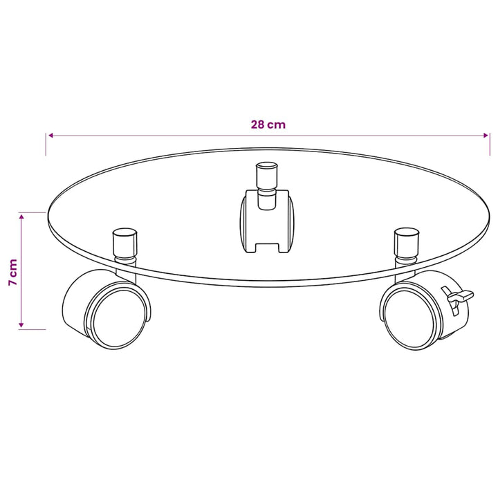 Växtställ På Hjul 2 St Härdat Glas 28 Cm Rund