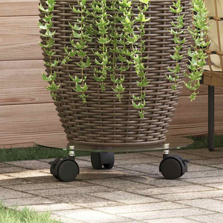 Växtställ På Hjul 2 St Härdat Glas 28 Cm Rund
