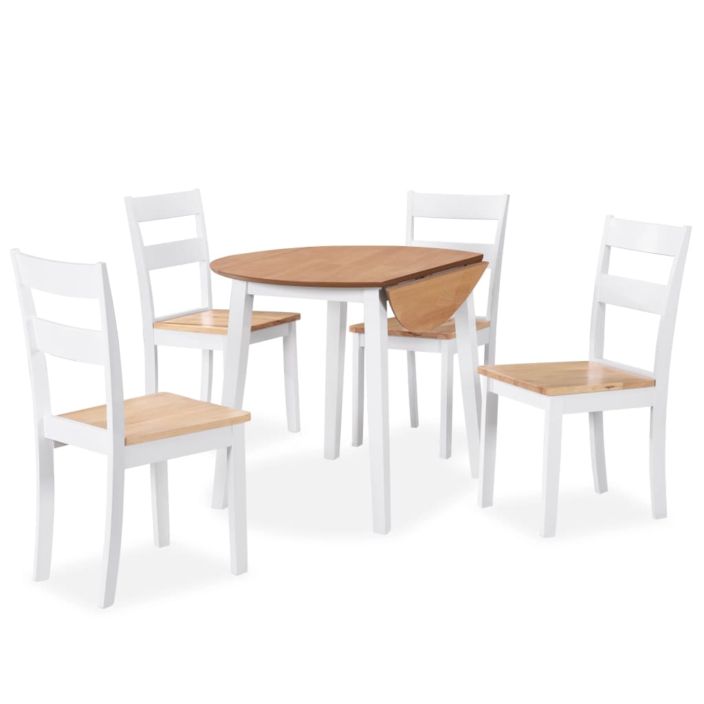 Matgrupp 5 Delar Mdf Och Gummiträ Vit