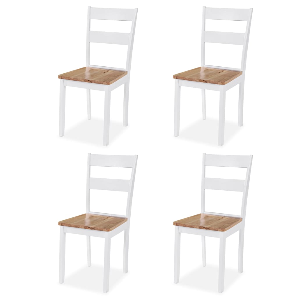 Matgrupp 5 Delar Mdf Och Gummiträ Vit