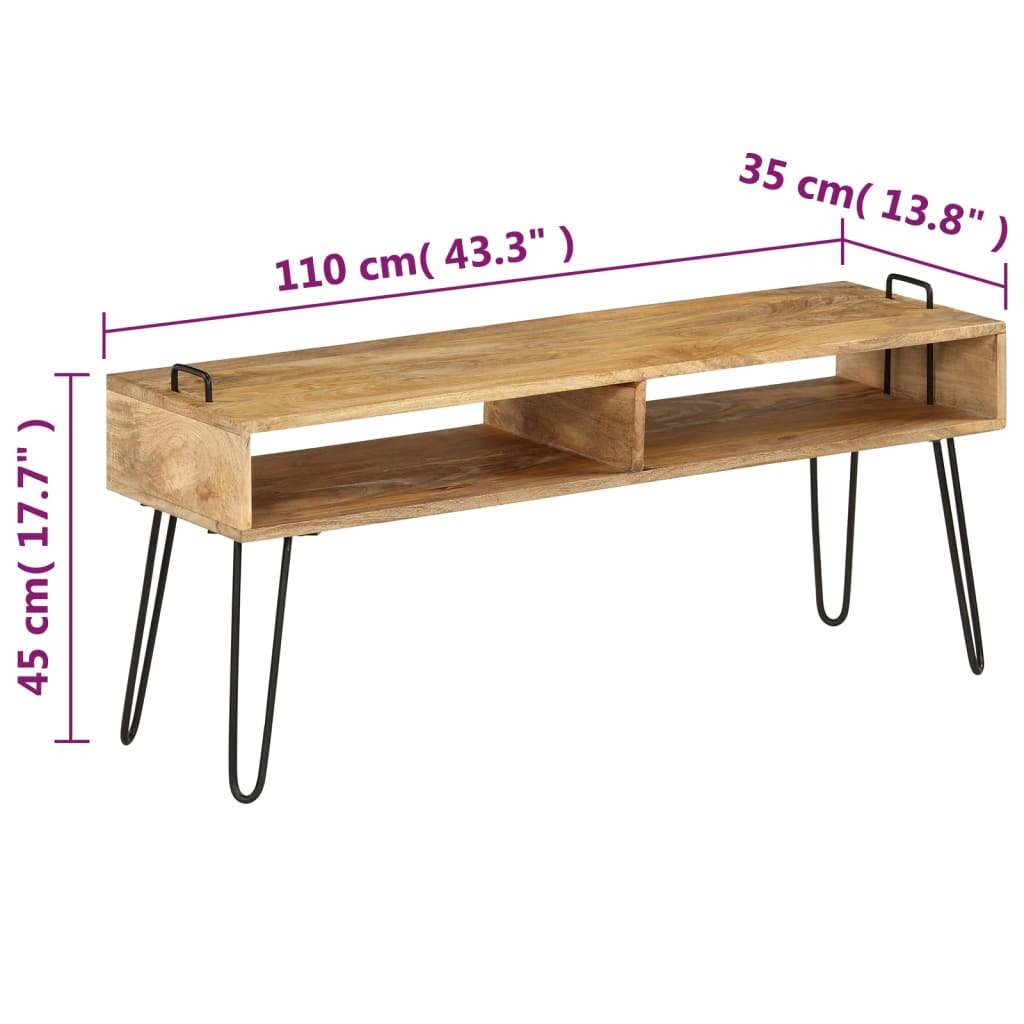 Tv-Bänk Massivt Mangoträ 110X35X45 Cm