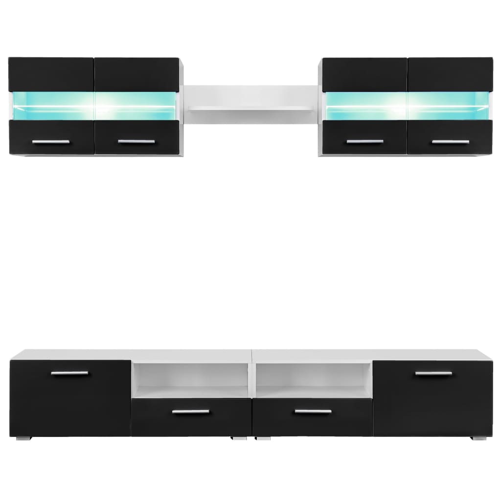 Tv-Möbelset 5 Delar Med Led-Belysning Högglans
