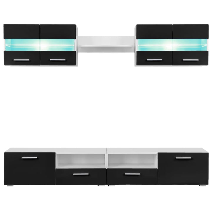 Tv-Möbelset 5 Delar Med Led-Belysning Högglans