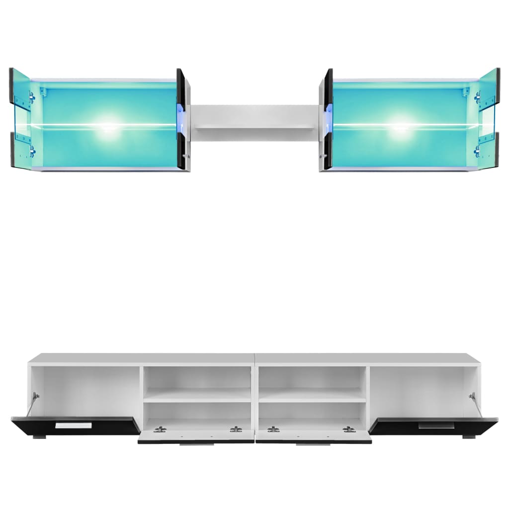 Tv-Möbelset 5 Delar Med Led-Belysning Högglans