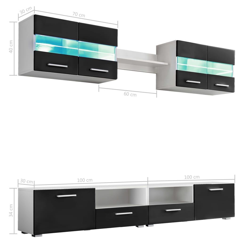Tv-Möbelset 5 Delar Med Led-Belysning Högglans