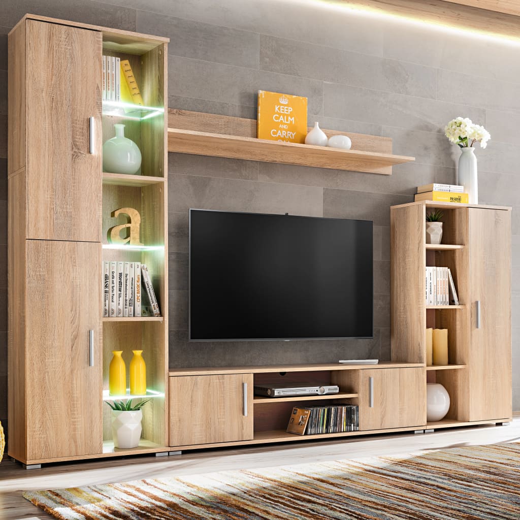 Tv-Möbel Med Led-Belysning Sonoma-