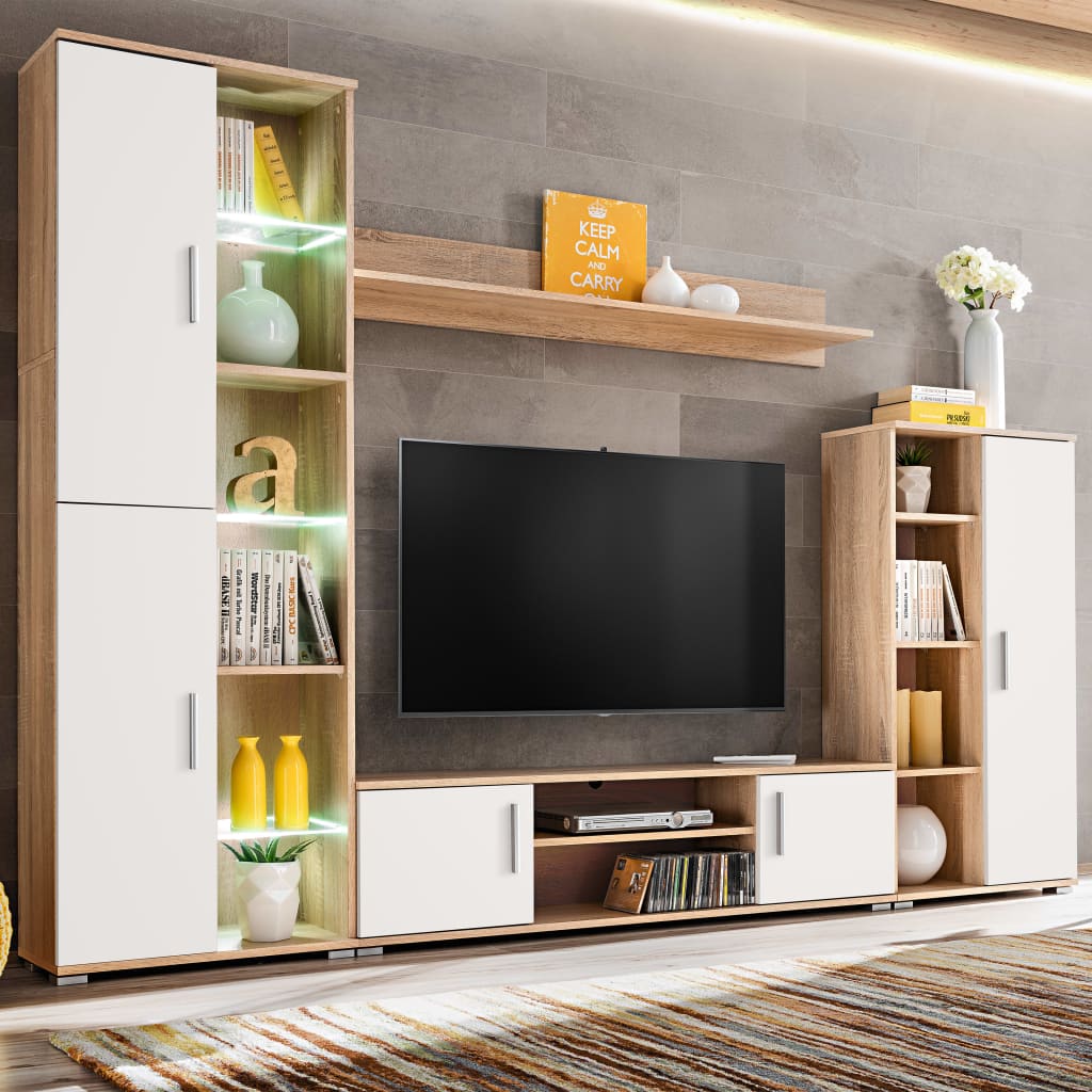 Tv-Möbel Med Led-Belysning Sonoma-