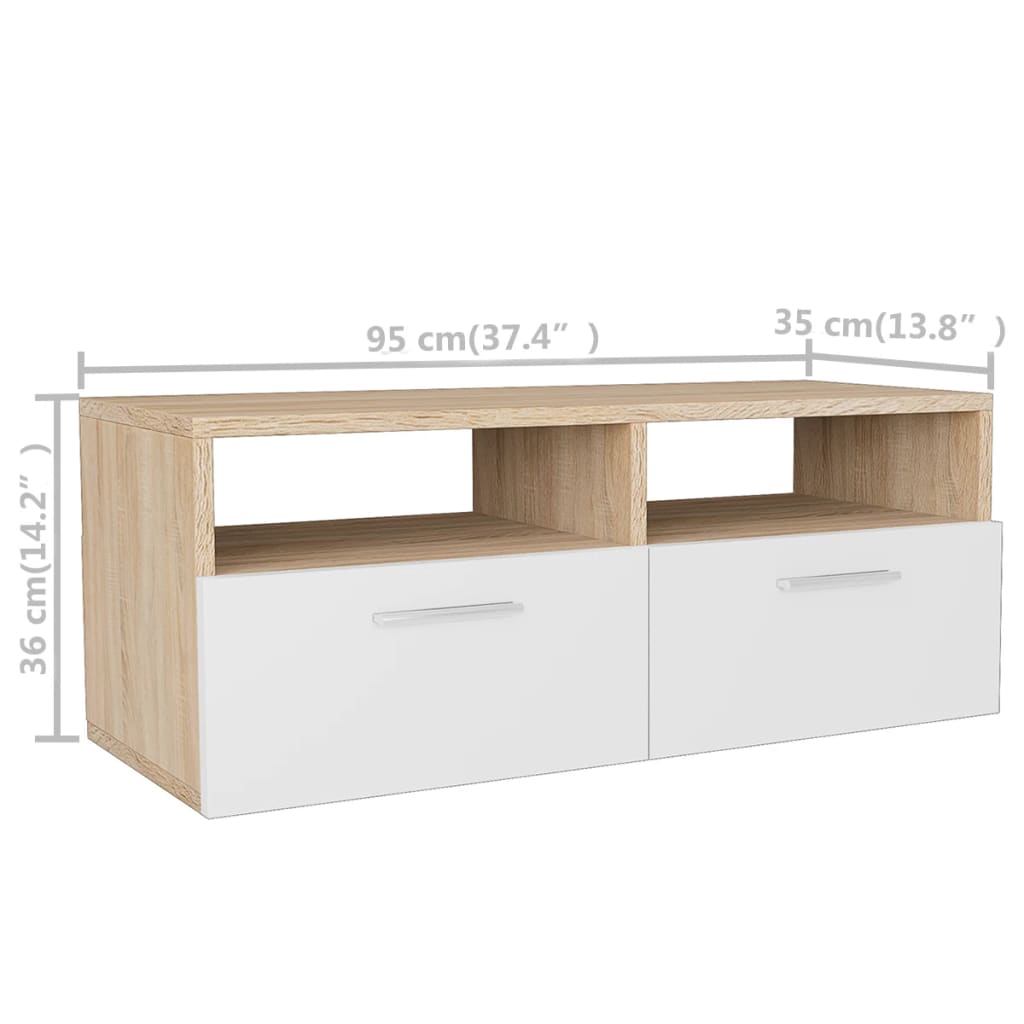 Tv-Bänk 2 St Konstruerat Trä 95X35X36 Cm