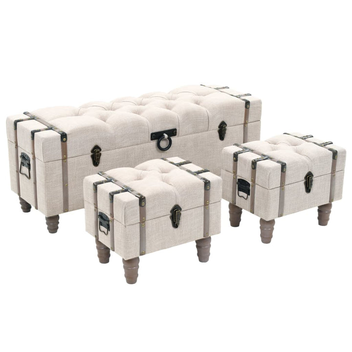 Förvaringsbänk Set 3 Delar Massivt Trä Och Stål 112X37X45 Cm