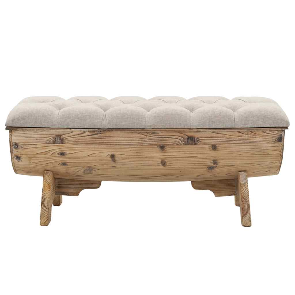 Förvaringsbänk Massivt Trä Och Tyg 103X51X44 Cm
