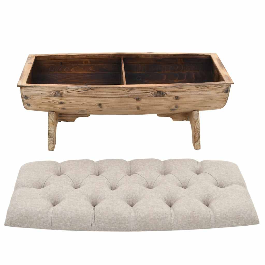 Förvaringsbänk Massivt Trä Och Tyg 103X51X44 Cm