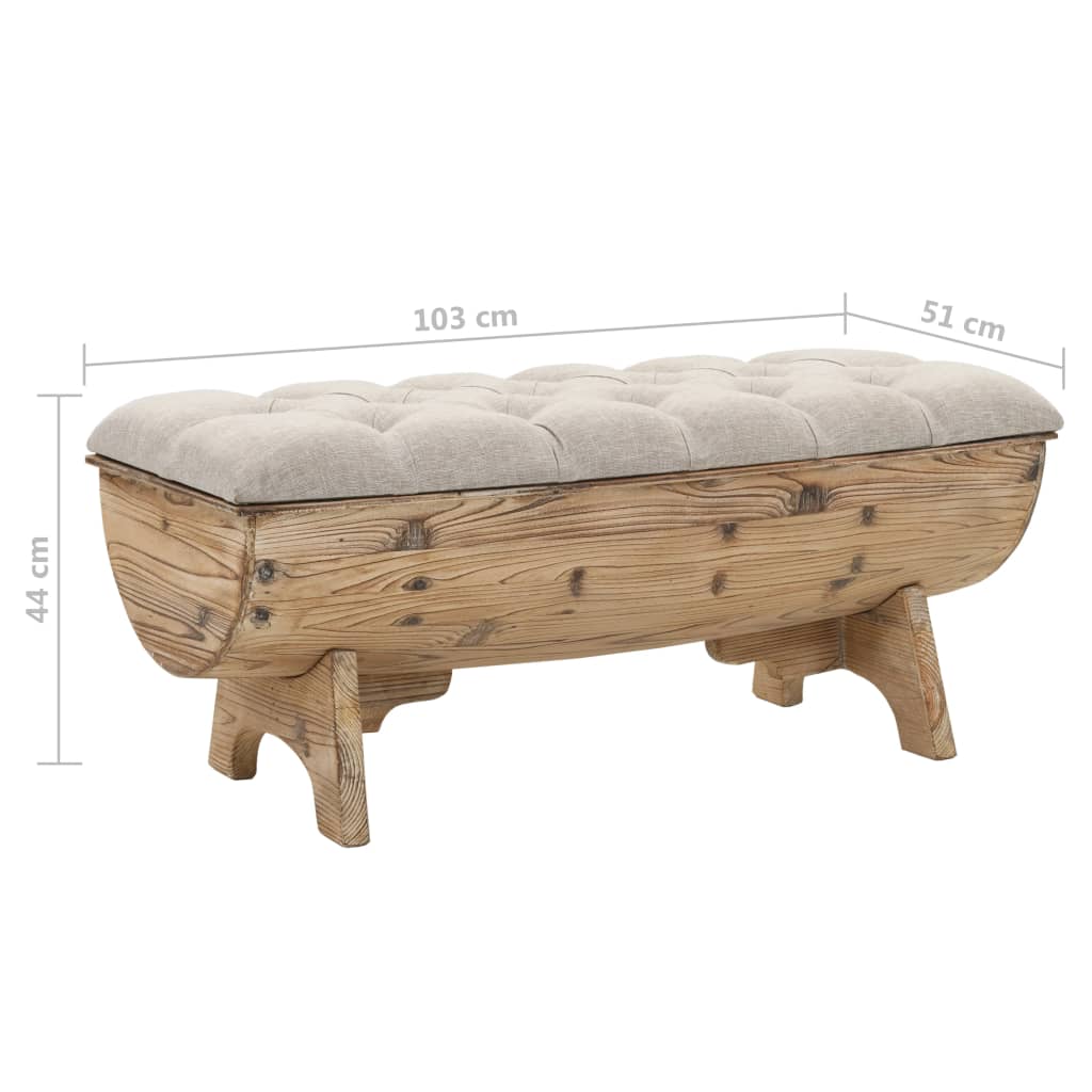 Förvaringsbänk Massivt Trä Och Tyg 103X51X44 Cm