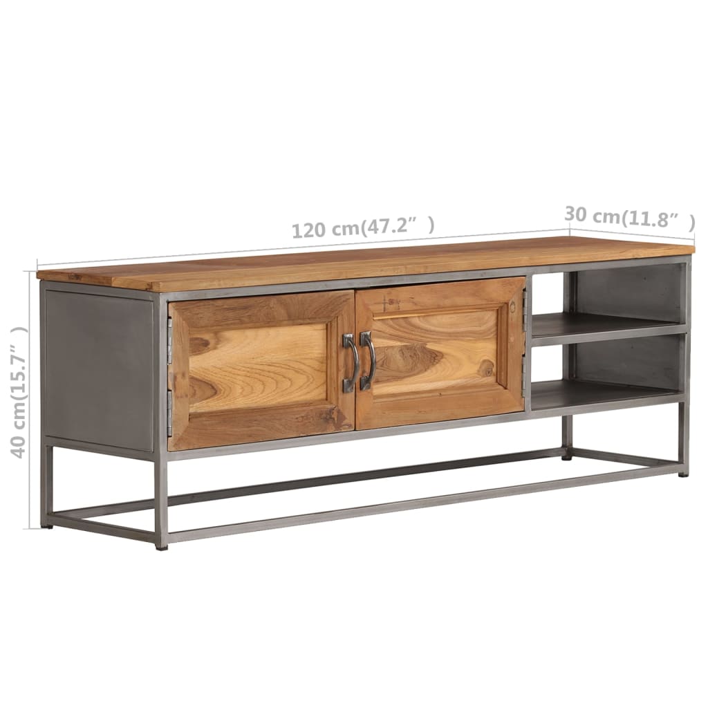 Tv-Bänk Återvunnen Teak Och Stål 120X30X40 Cm