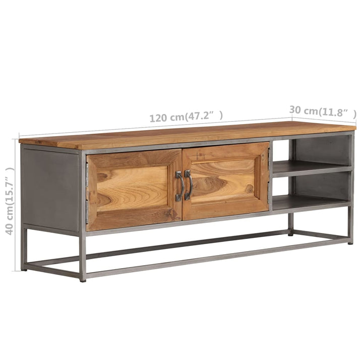 Tv-Bänk Återvunnen Teak Och Stål 120X30X40 Cm