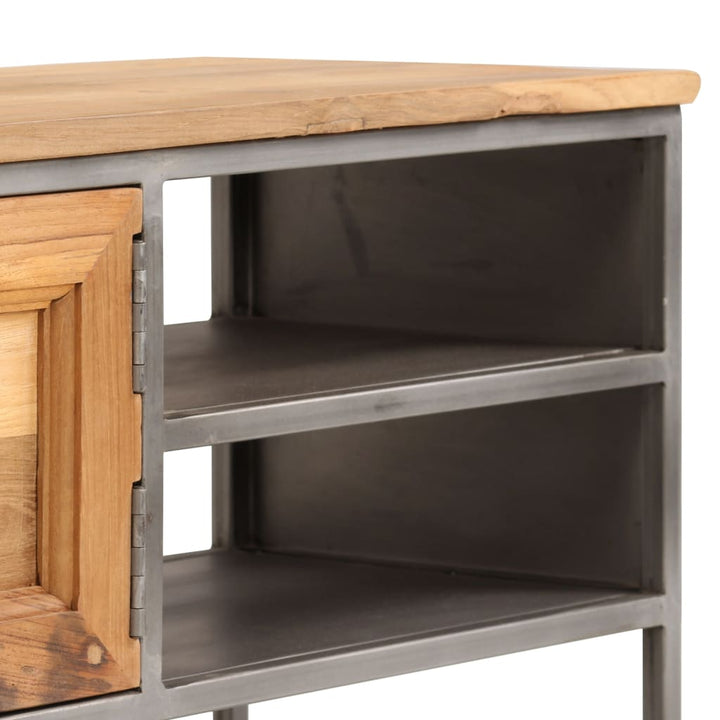 Tv-Bänk Återvunnen Teak Och Stål 120X30X40 Cm