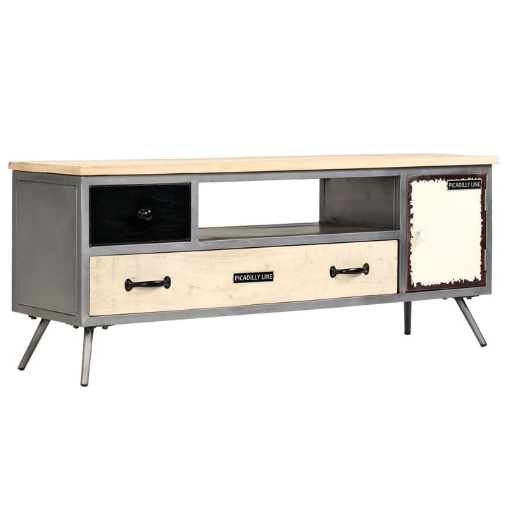 Tv-Bänk Massivt Mangoträ Och Stål 120X30X45 Cm