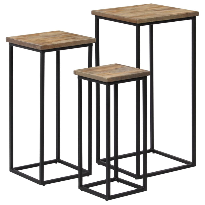 Växtbord 3 St Massiv Återvunnen Teak