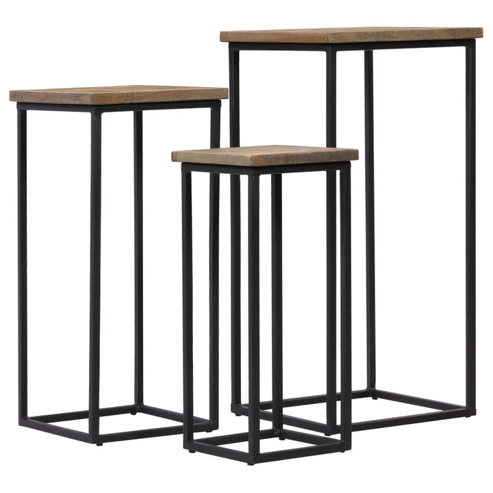 Växtbord 3 St Massiv Återvunnen Teak