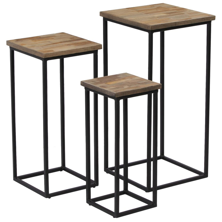 Växtbord 3 St Massiv Återvunnen Teak