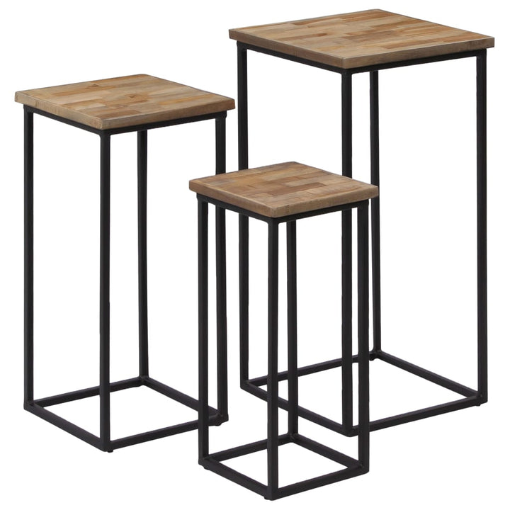 Växtbord 3 St Massiv Återvunnen Teak