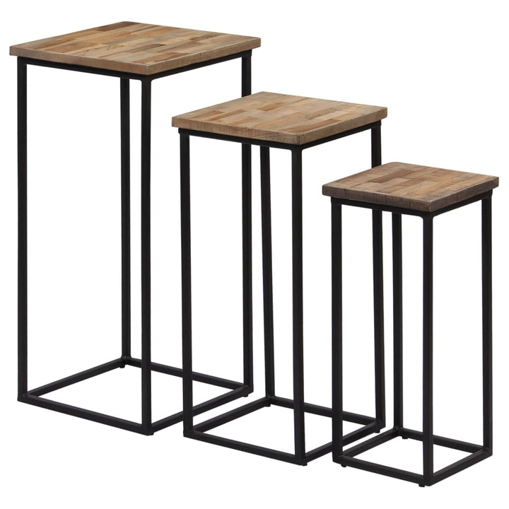 Växtbord 3 St Massiv Återvunnen Teak