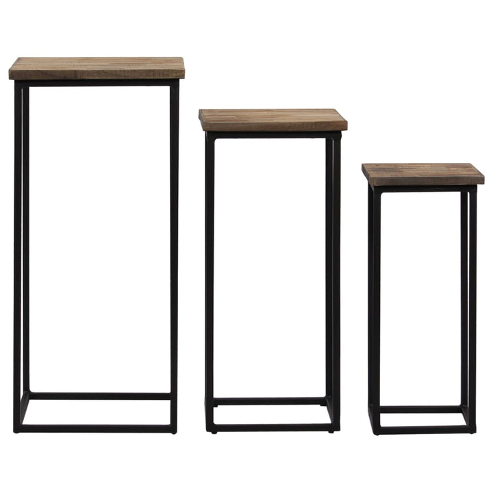 Växtbord 3 St Massiv Återvunnen Teak