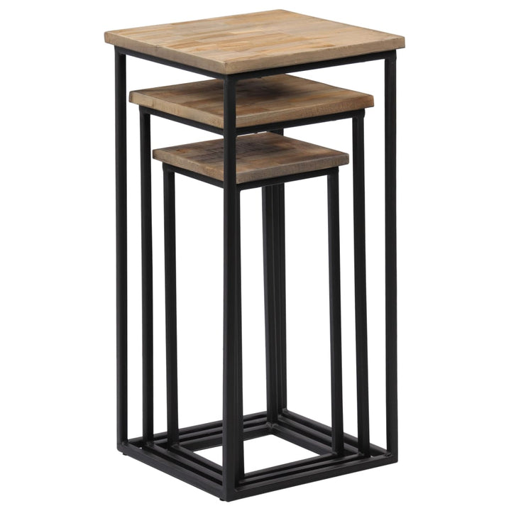 Växtbord 3 St Massiv Återvunnen Teak