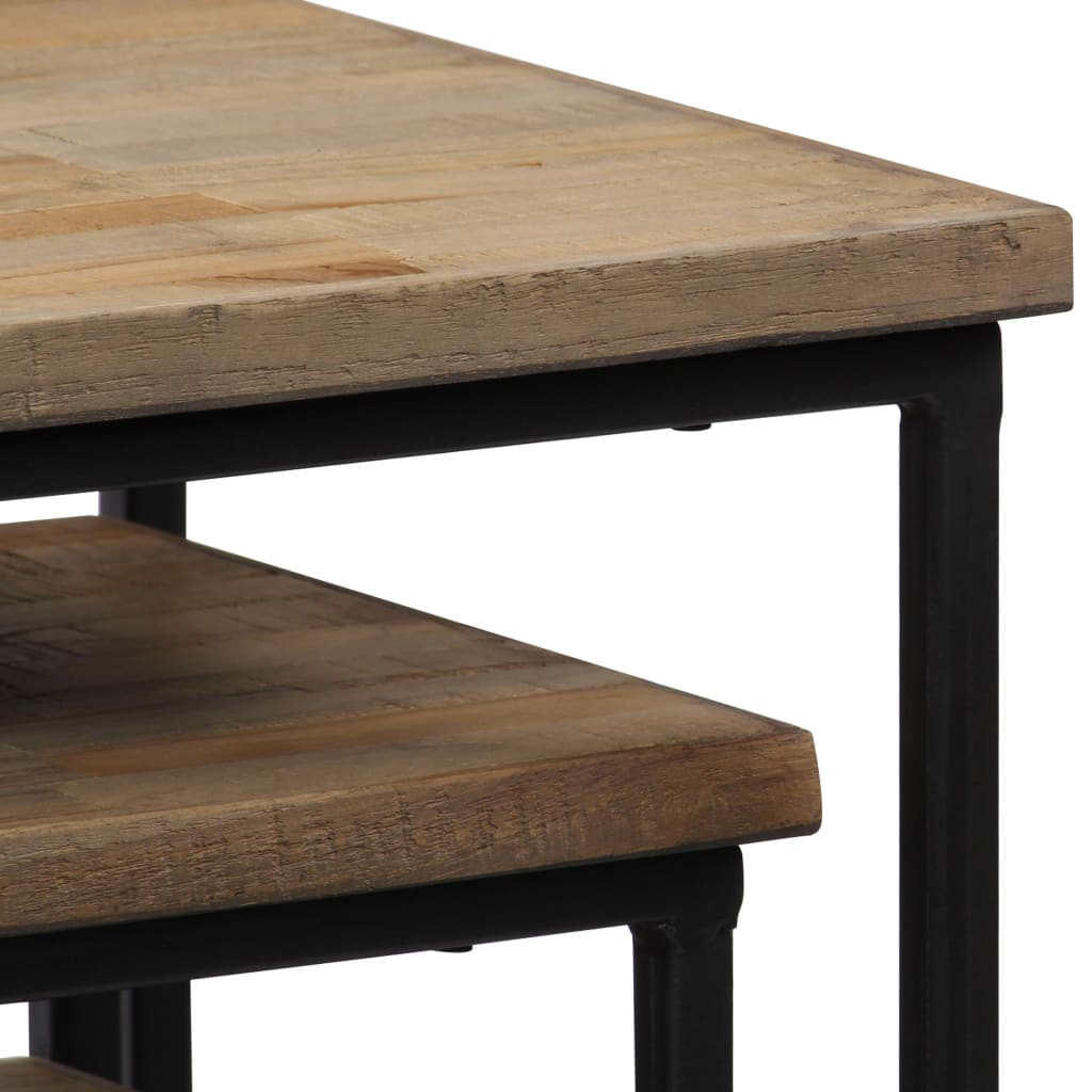 Växtbord 3 St Massiv Återvunnen Teak
