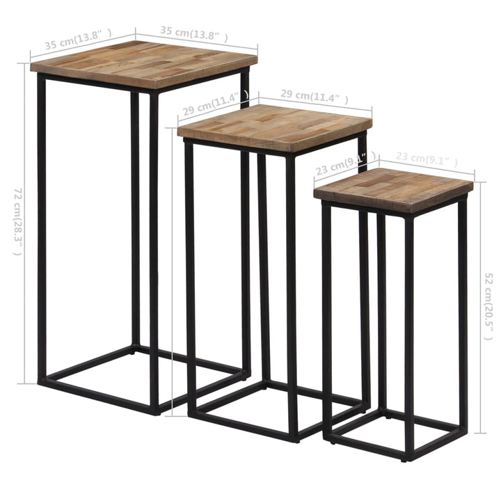 Växtbord 3 St Massiv Återvunnen Teak