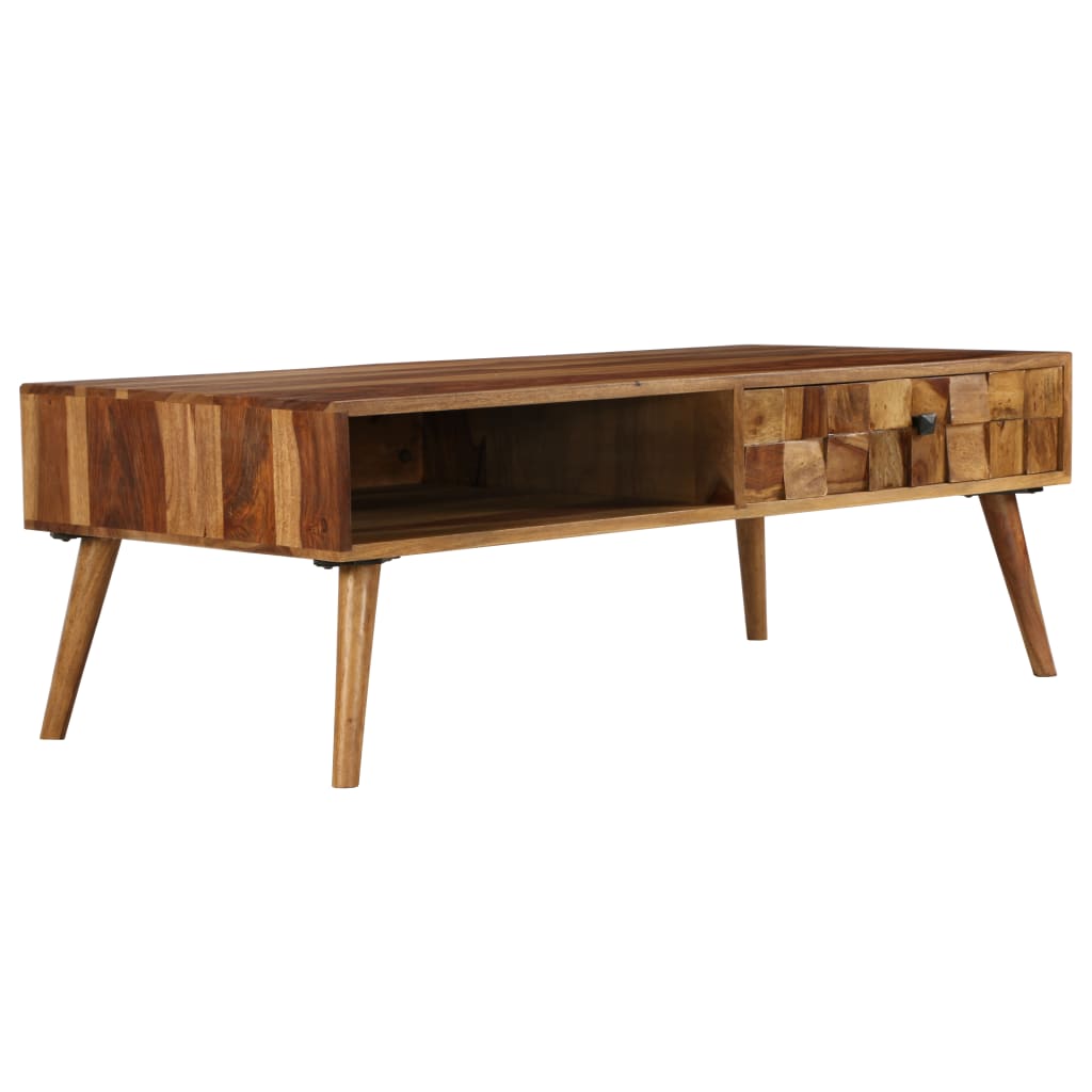 Soffbord Massivt Sheshamträ Med Honungsfinish 110X50X37 Cm
