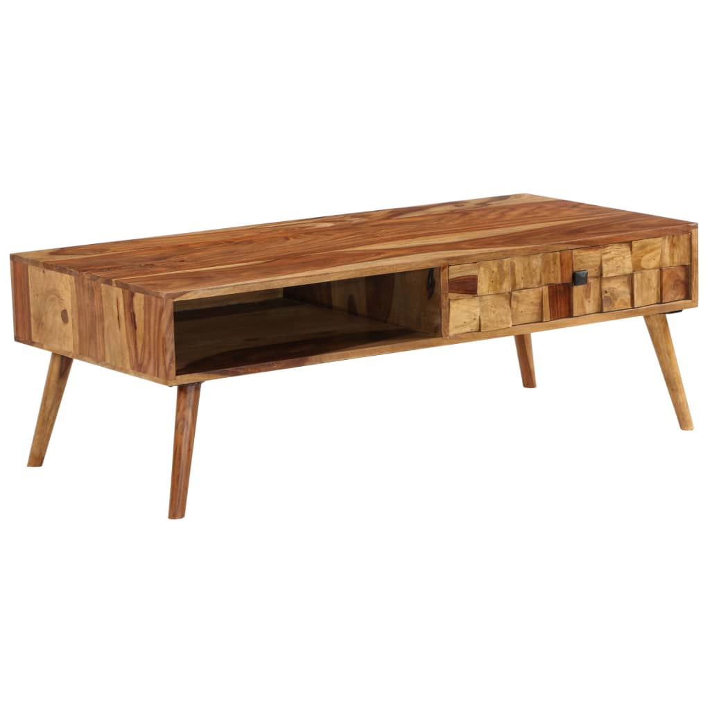 Soffbord Massivt Sheshamträ Med Honungsfinish 110X50X37 Cm