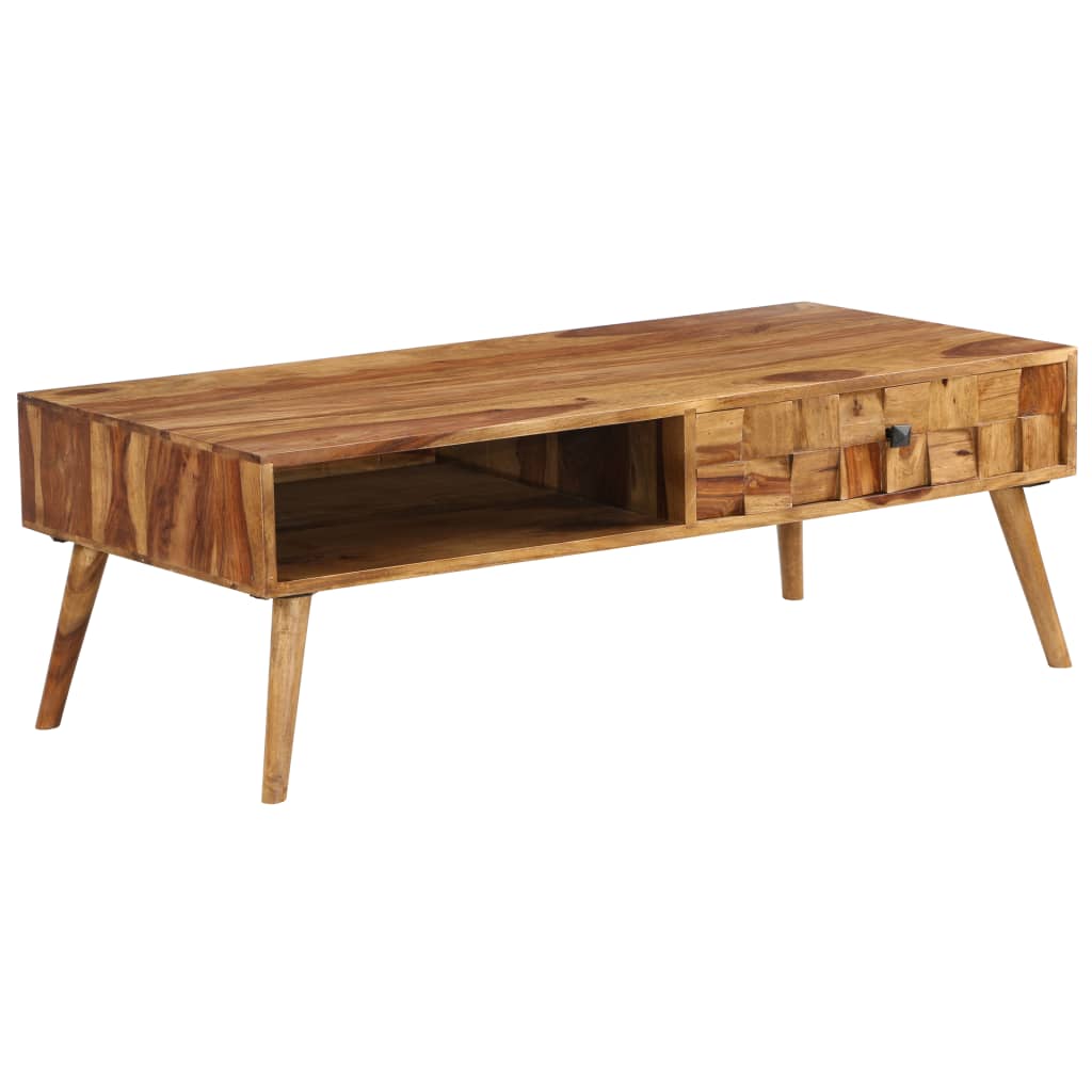 Soffbord Massivt Sheshamträ Med Honungsfinish 110X50X37 Cm