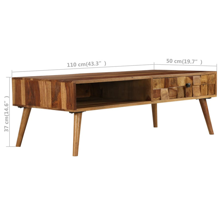 Soffbord Massivt Sheshamträ Med Honungsfinish 110X50X37 Cm