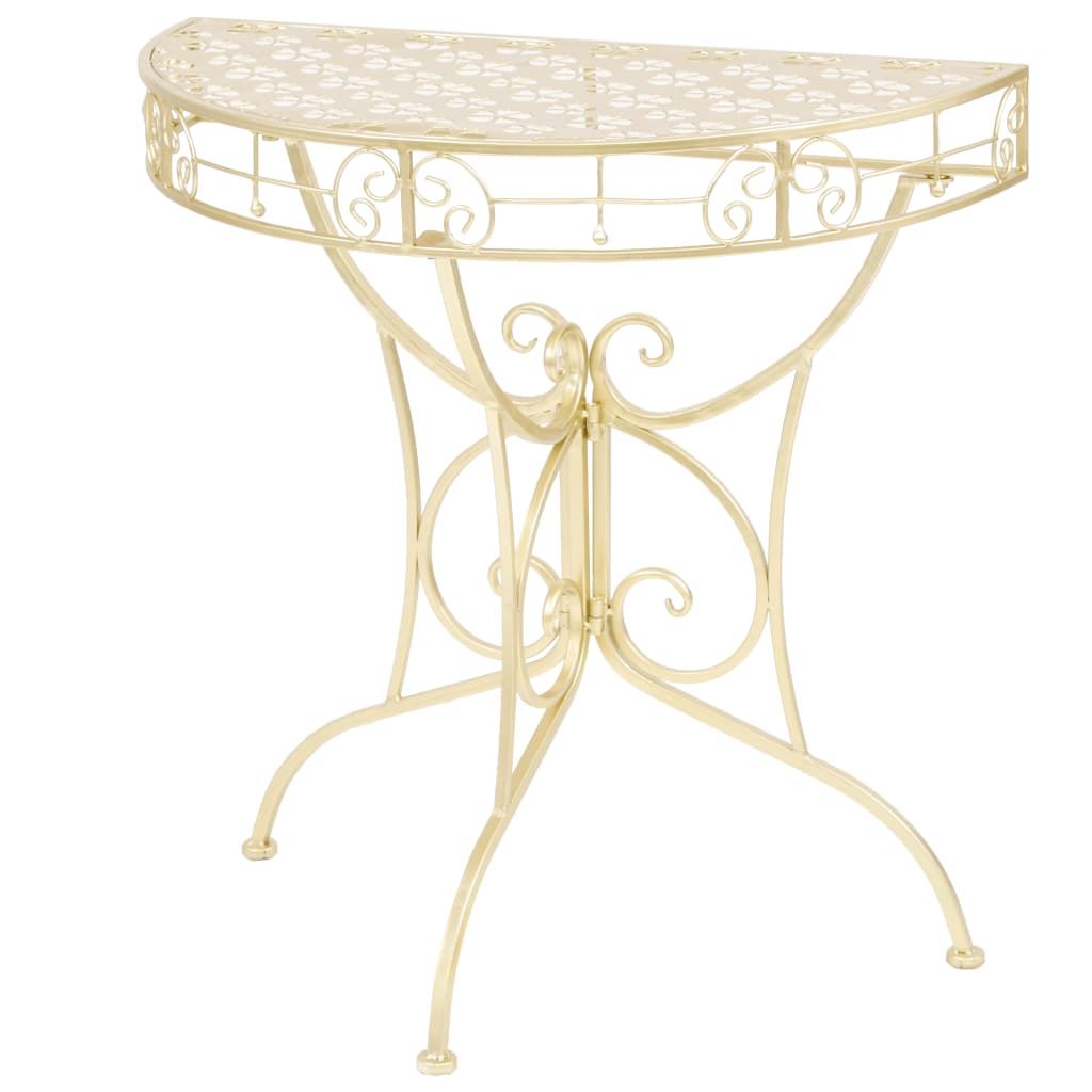 Sidobord Vintage Stil Halvrunt Metall 72X36X74 Cm